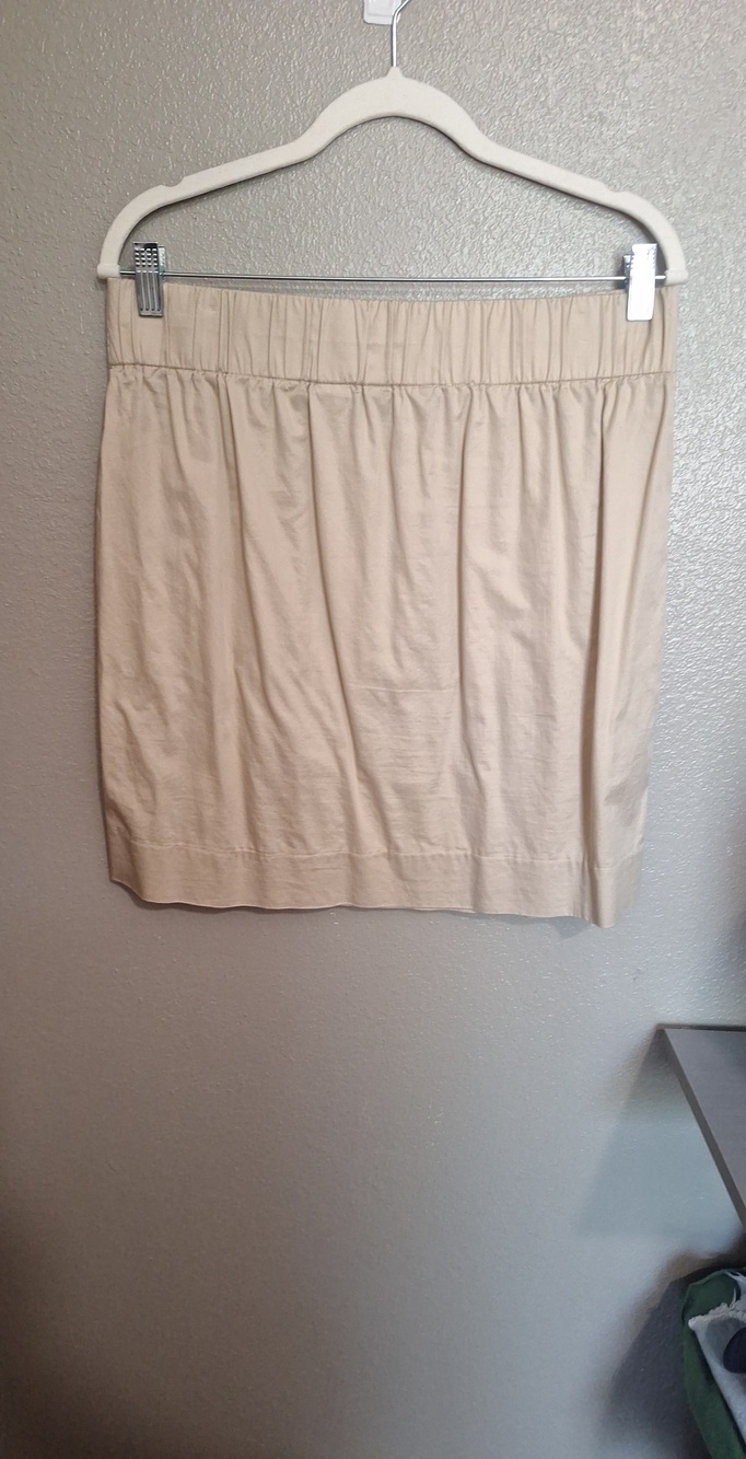 J. Crew Cotton Light Beige Elastic-Waist Mini Skirt, Size 8